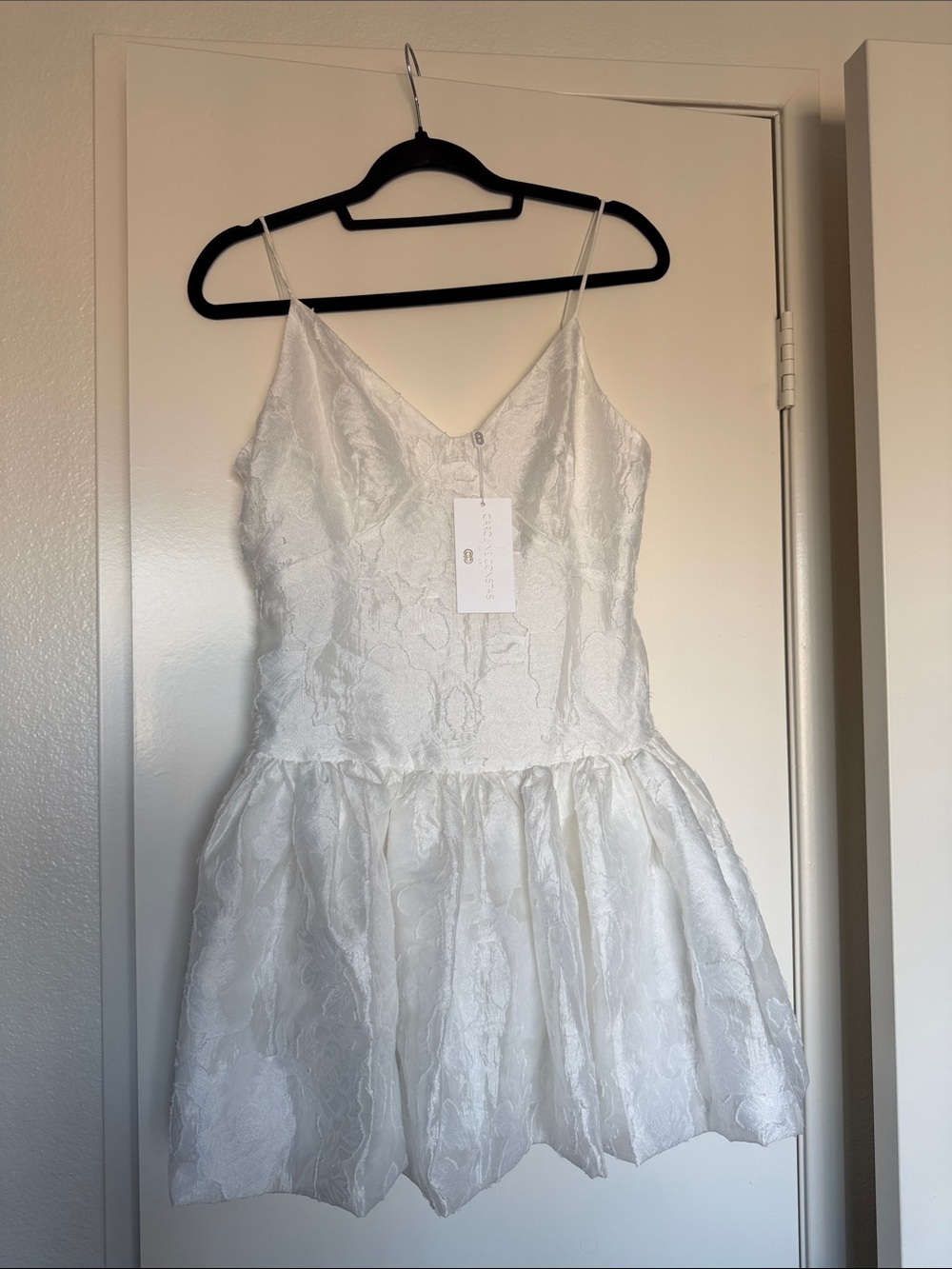 NWT Caroline Constas White Lace Spaghetti Strap Mini Dress